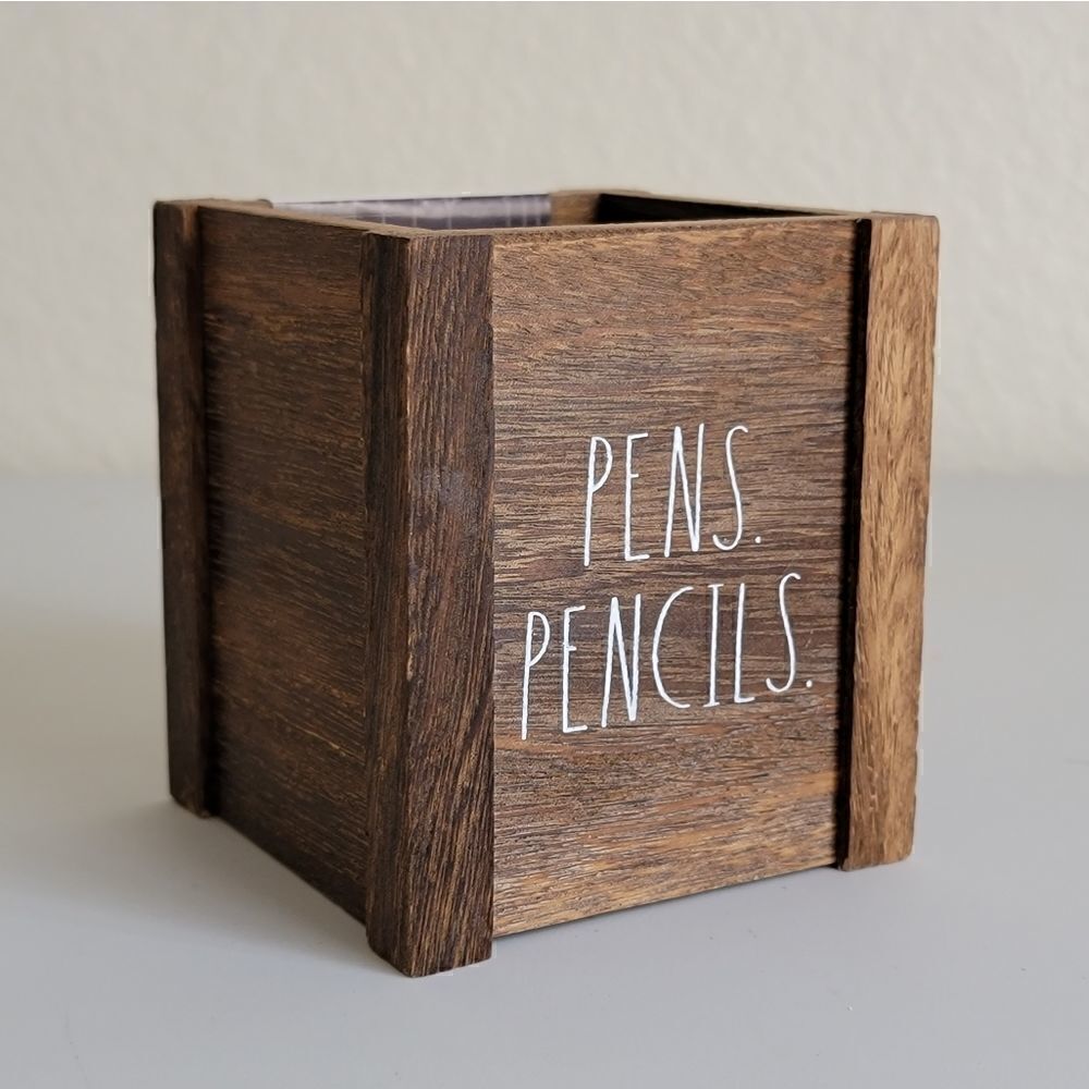 Rae Dunn Pens Pencils Wooden Office Desk Storage - Picture 3 of 12
